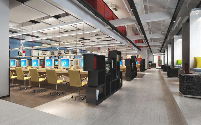 松江文化傳媒企業(yè)辦公室設(shè)計(jì)方案-辦公室裝修設(shè)計(jì)效果圖-第1張圖片-上海古都建筑設(shè)計(jì)集團(tuán)